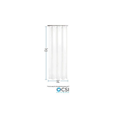 CSI Bathware - Cortina de ducha de vinilo resistente (42 pulgadas de ancho x 74 pulgadas de largo, color blanco