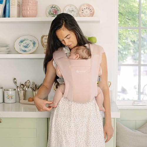 Ergobaby Embrace - Portabebés para recién nacidos a niños pequeños, portabebés transpirables para el verano, elementos esenciales acogedores (7-25 libras), punto Ponte, color rosa rubor