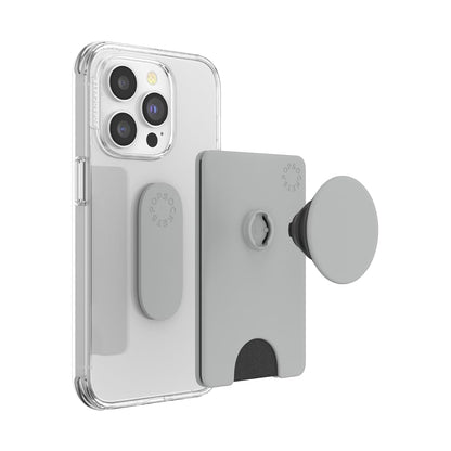 PopSockets - Funda para teléfono con asa expansible para teléfono, tarjetero, gris tecnológico