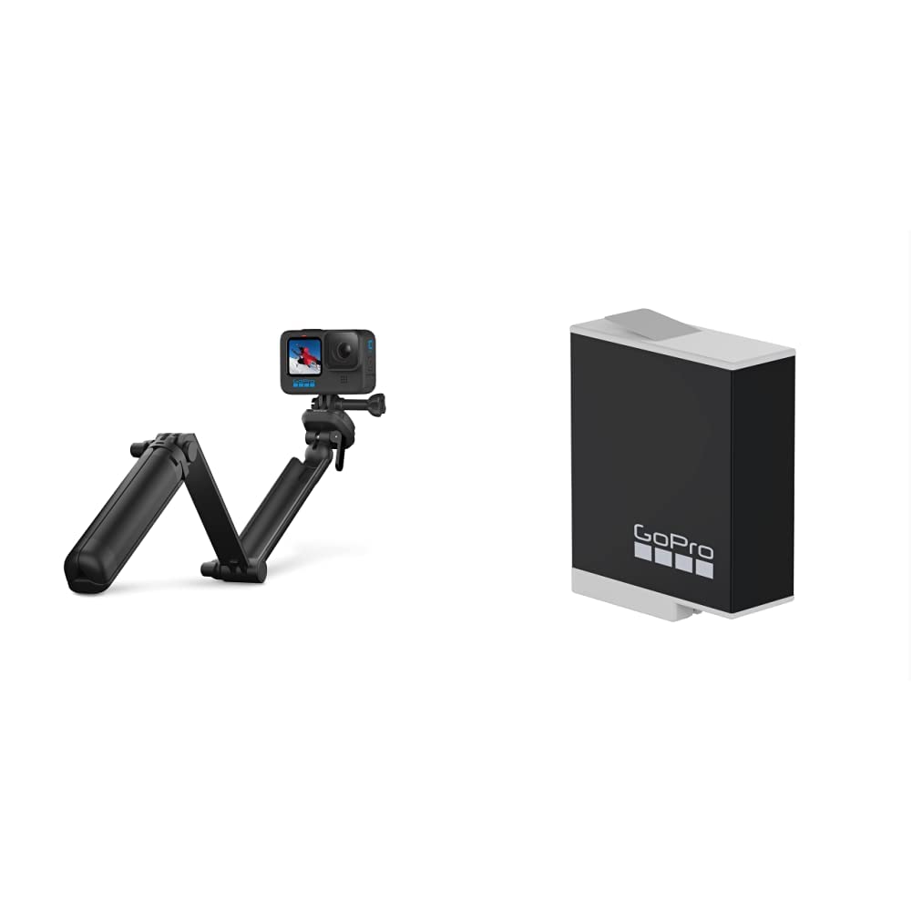 GoPro Tripie 3 Way 2.0 Color Negro + Batería Enduro (HERO10 Negro/HERO9 Negro) - Accesorio Oficial, ADBAT-011