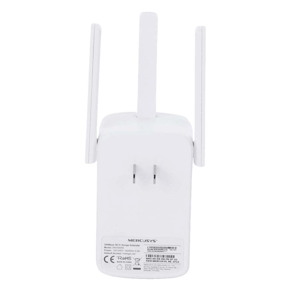 MERCUSYS MW300RE, 300Mbps, Repetidor Wireless WiFi, 2.4GHz, 3 x Antenas Externas, 2 Años de Garantía, Color Blanco