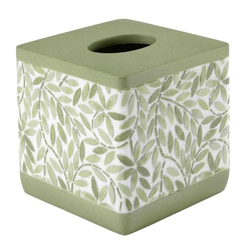 Avanti Linens - Funda para Caja de pañuelos, Accesorios de Resina para encimeras, artículos Esenciales para baño de Invitados (colección Stratford, Verde)