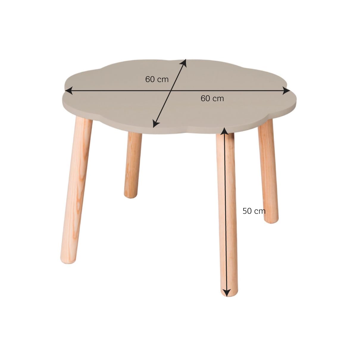DUDUK Mesa de Madera con Forma de Nube para niños pequeños y niñas pequeñas (Gris obscuro)