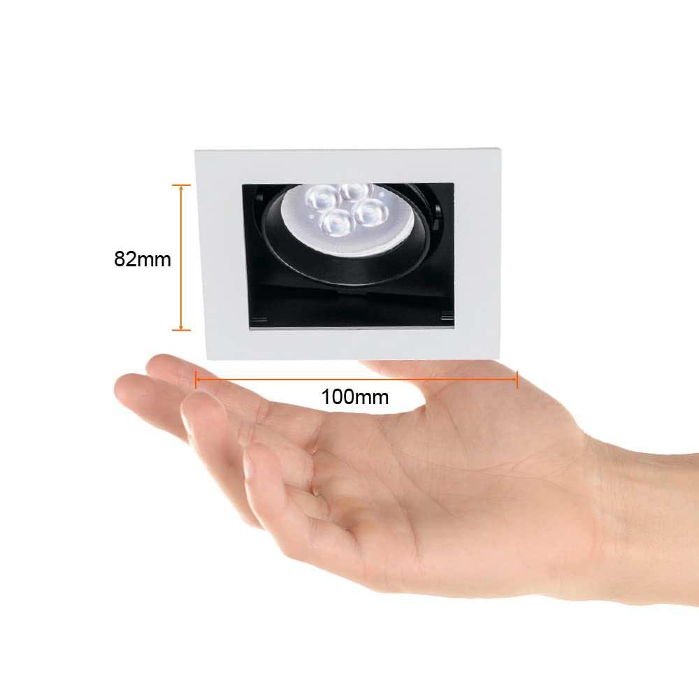 Tecnolite Lámpara Downlight Empotrable Dirigible, Potencia Máx. 60 W, Base GX5.3/GU10, No incluye foco