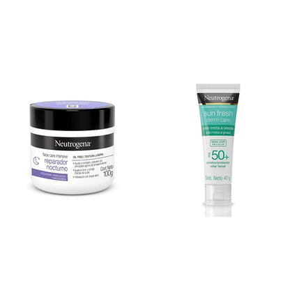 Neutrogena Crema Hidratante Facial Reparador Nocturno con Colágeno, 100 g - Crema + Protector Solar