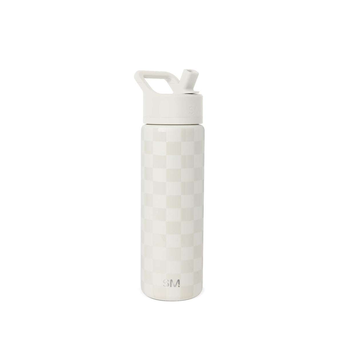 Simple Modern Botella de Agua con Popote, Colección Summit, 532-887 ml - 22 onzas - Pattern: Cream Checkmate