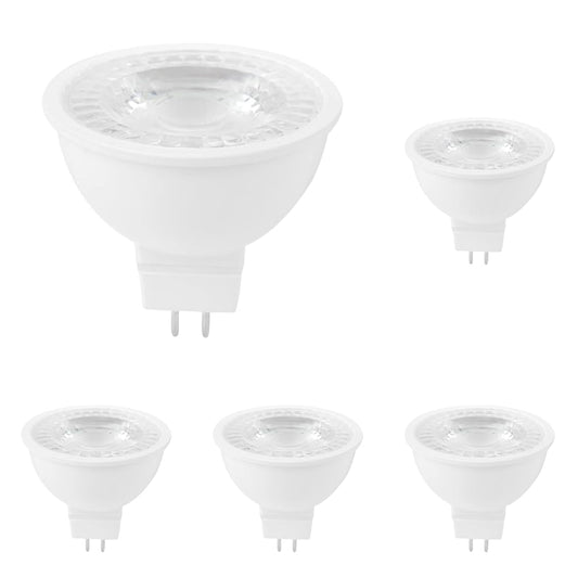 Tecnolite - Foco LED MR16 5.5 W, Base Gx5.3, Foco Ahorrador, Luz Cálida Brillante 3000K, 350 Lumens, 100-240 Volts. Iluminación Interior (Paquete de 5)