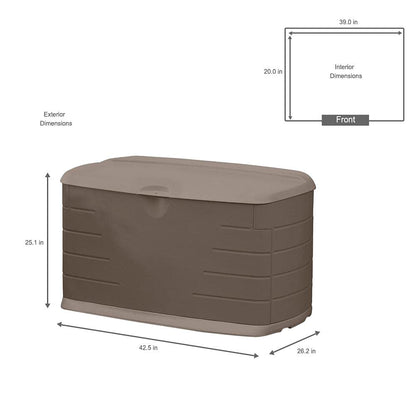 Caja de Hule para Cubiertas, 10 Ft³ Deck Box with Seat, Olive/Sandstone, Mediano