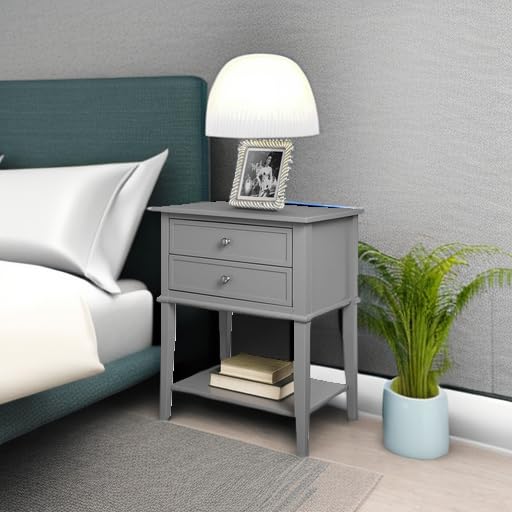 Ameriwood Home Franklin Accent Table with 2 Drawers, Gray