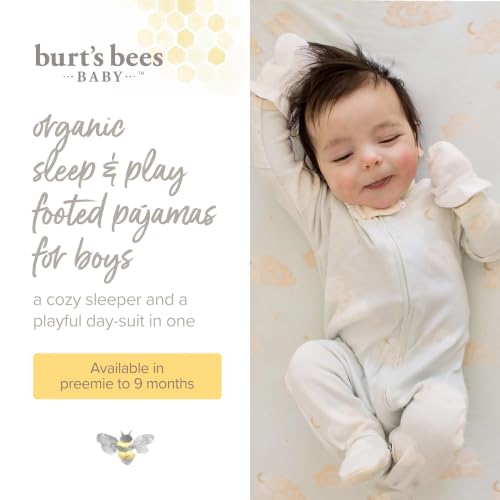 Burt's Bees Baby Sleep and Play Pjs, 100% Organic Cotton One-piece Zip Front Romper Jumpsuit Pajamas Durmientes para bebés y niños pequeñosbebés niños