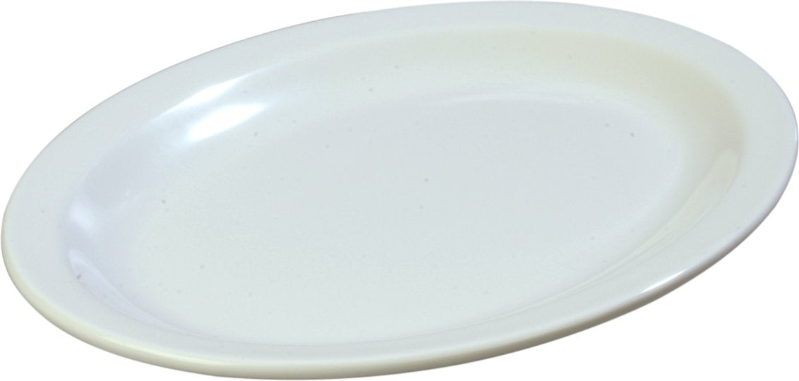 Carlisle FoodService Products Kingline Bandeja ovalada de plástico ovalada para el hogar y el restaurante, melamina, 12 x 9 pulgadas, color blanco (paquete de 12)
