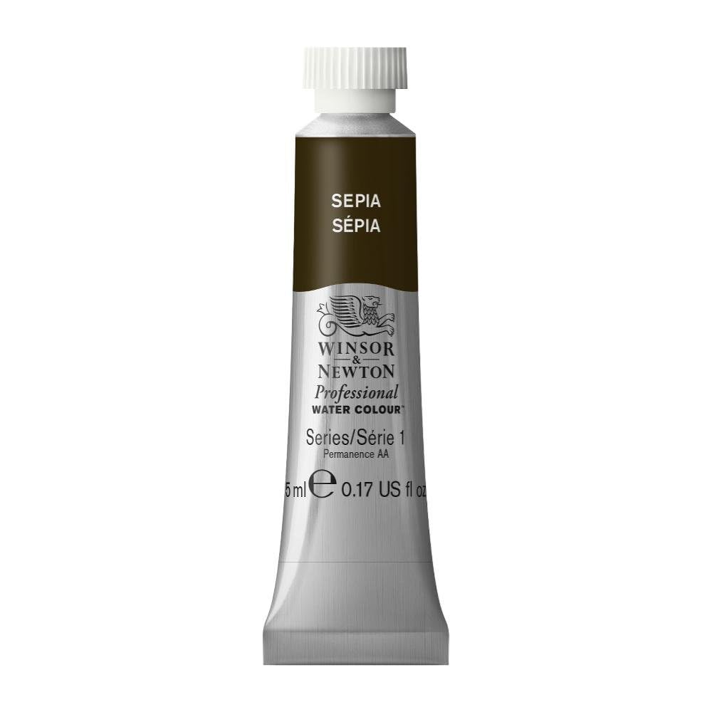 Winsor & Newton Acuarela Professional en Tubo 5 ml, Varios Colores - Tubo de 4,8 g - 5 ml - Marrón (Sepia - 609)