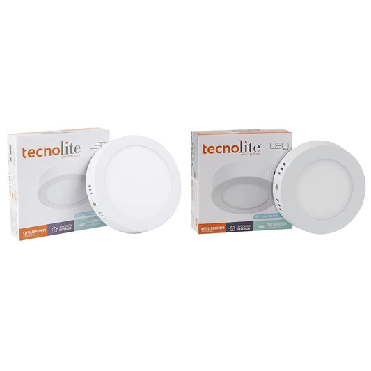 Lámpara LED, Lámpara LED para Sobreponer, Color Blanco, 12 W, Luz De Día 6 500 k, Tecnolite, Downlight LED + Lámpara LED Interior, 6 W, Luz de Día 6 500 k, 100-240 V, 350 lm, Color Blanco