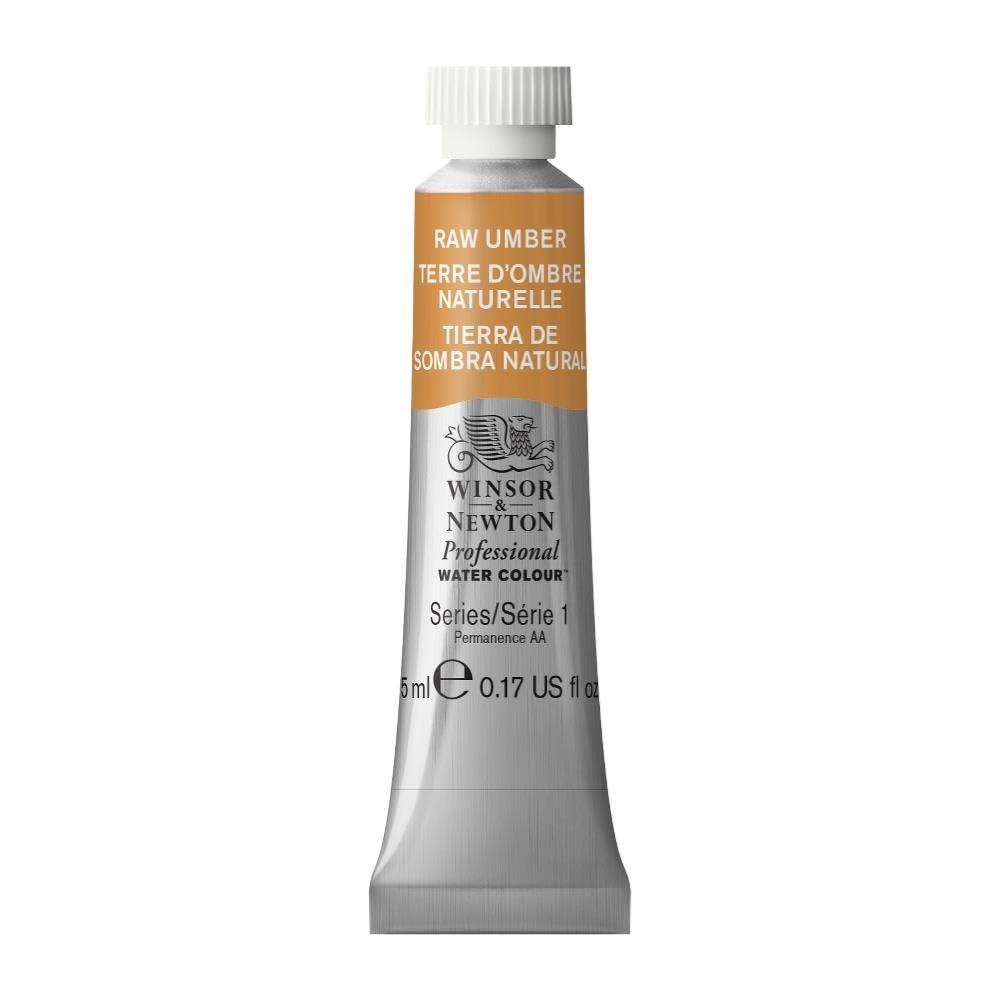 Winsor & Newton Acuarela Professional en Tubo 5 ml, Varios Colores - Tubo de 1.7 onzas - 5 ml - Marrón (Raw Umber - 554)