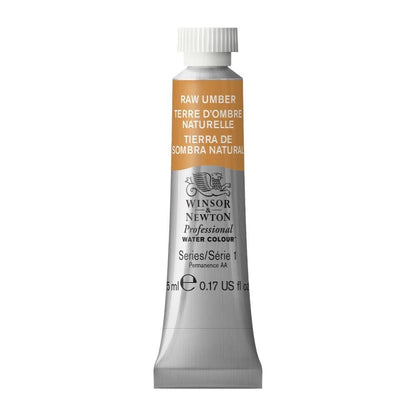 Winsor & Newton Acuarela Professional en Tubo 5 ml, Varios Colores - Tubo de 1.7 onzas - 5 ml - Marrón (Raw Umber - 554)