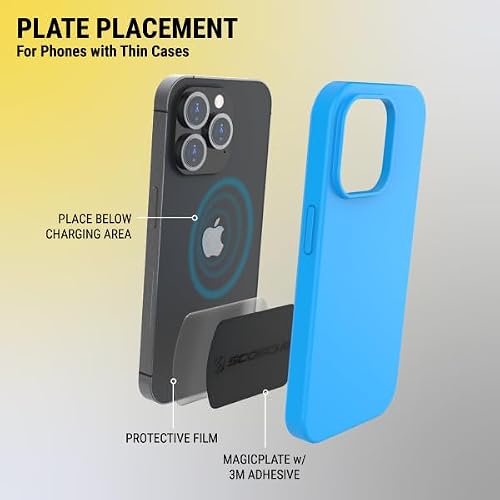 Scosche MPLT44THK2-BP0 MagicMount - Kit de Placa de Metal de Repuesto para teléfono, Placas de Metal Gruesas Extra Fuertes para Soporte magnético para teléfono Celular para Automóvil, Universal con Todos