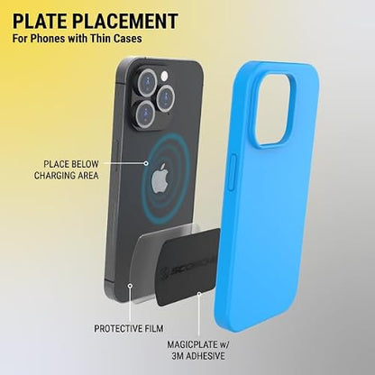 Scosche MPLT44THK2-BP0 MagicMount - Kit de Placa de Metal de Repuesto para teléfono, Placas de Metal Gruesas Extra Fuertes para Soporte magnético para teléfono Celular para Automóvil, Universal con Todos