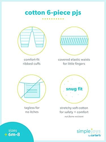 Carter's Simple Joys Baby Girls' 6-Piece Snug Fit Cotton Pajamas, [Talla] 0-6M, Marrón, Conejo/Animal, Algodón, Primavera, Verano