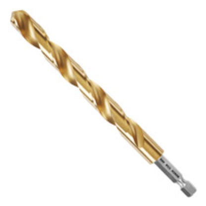 BOSCH TI2155IM 1 pieza 7/16 pulgadas x 5-1/2 pulgadas. Broca de metal con revestimiento de nitruro de titanio resistente al impacto con vástago hexagonal con clasificación de impactos, ideal para aceros al carbono de calibre pesado, metal de calibre liger