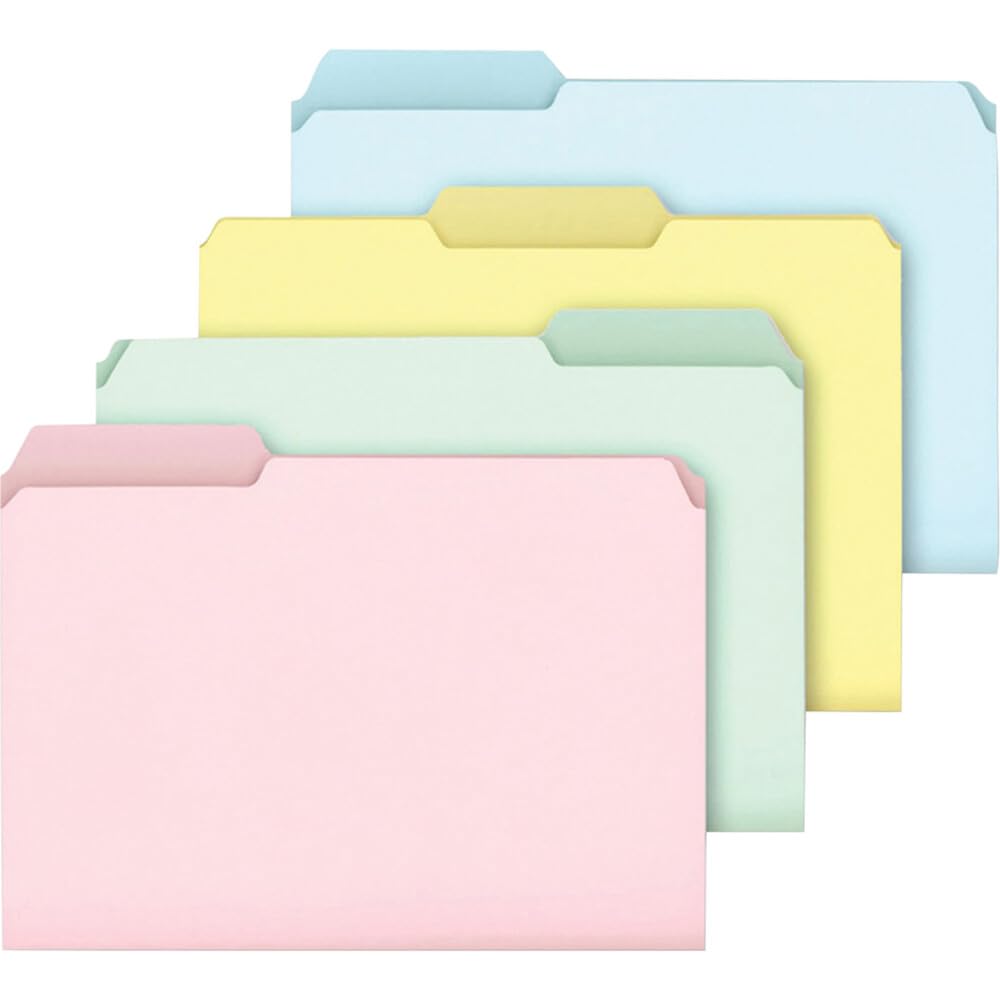 Ampad Pendaflex C2113PASR Carpetas de archivos de color pastel, pestaña superior de corte 1/3, carta, surtido (caja de 100)