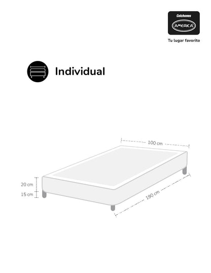 Colchones América Base de Cama America Individual Color Gris Claro Box