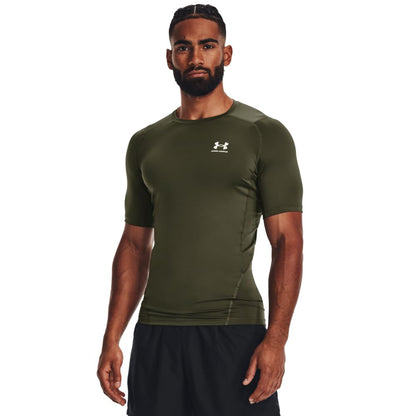 Under Armour HeatGear Camiseta de Compresión para Hombre - (390) Marine Od Green - White - M Alto