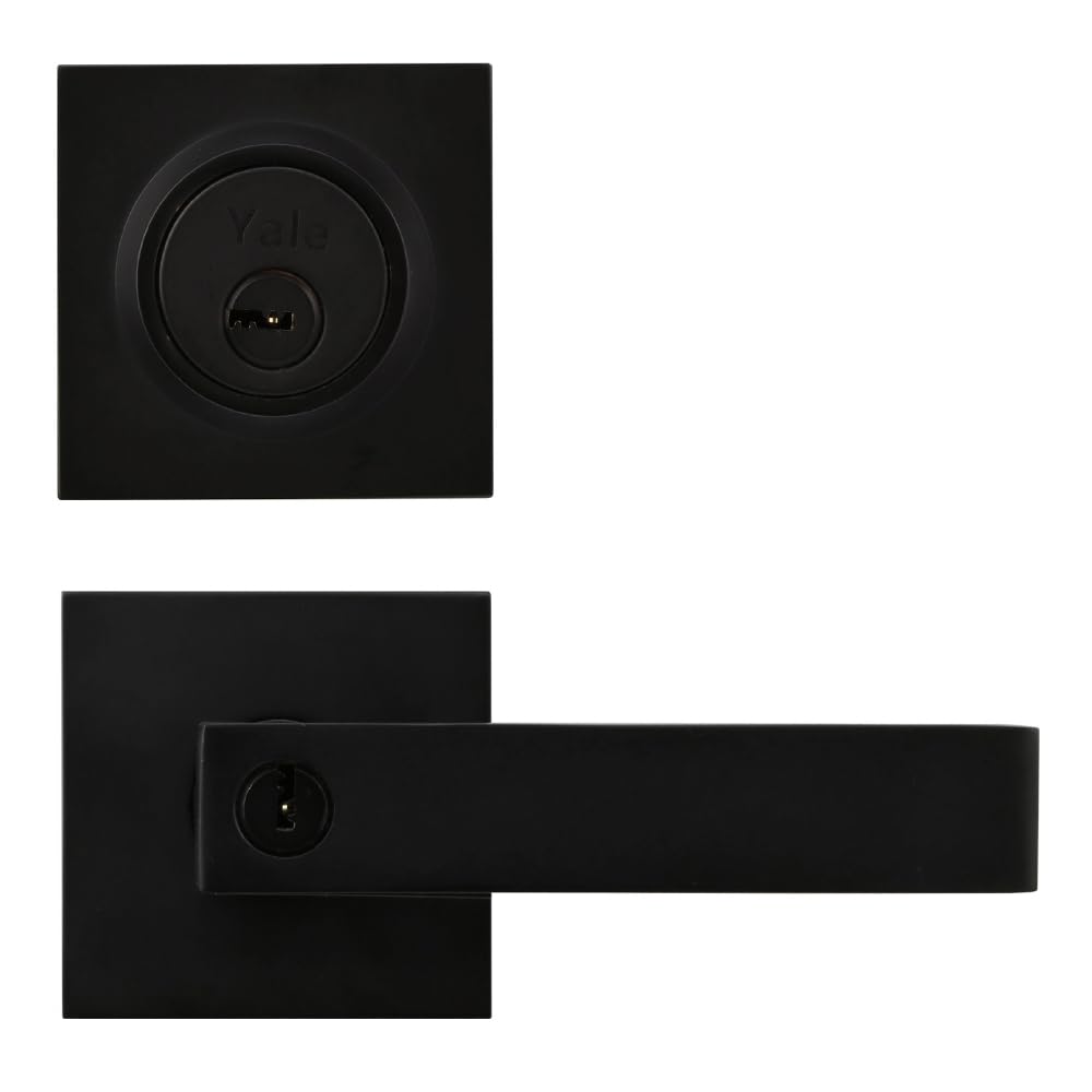 Yale MX89822 Combo Cerradura y Manija Castelli, Alta Seguridad - Negro - Llave - Mariposa