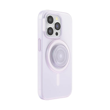 PopSockets - Funda para iPhone 15 Pro con Agarre Redondo para teléfono Compatible con MagSafe, Funda para teléfono iPhone 15 Pro, Compatible con Carga inalámbrica, Color Blanco opalescente