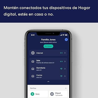 eero 6+ Router WiFi de malla Certificado Reacondicionado - Compatible con planes de internet de hasta 900 Mbps, Cobertura de hasta 140 m², Conecta más de 75 dispositivos, Paquete de 1 unidad