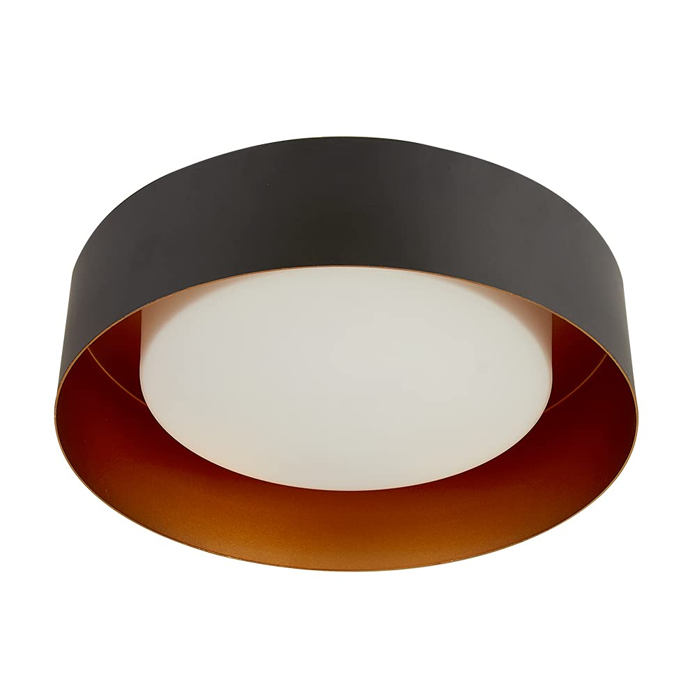 Tecnolite Lámpara LED de Techo, Lámpara para Sobreponer en Techo, Base E27 x 2, Color Negro Mate / Cobre