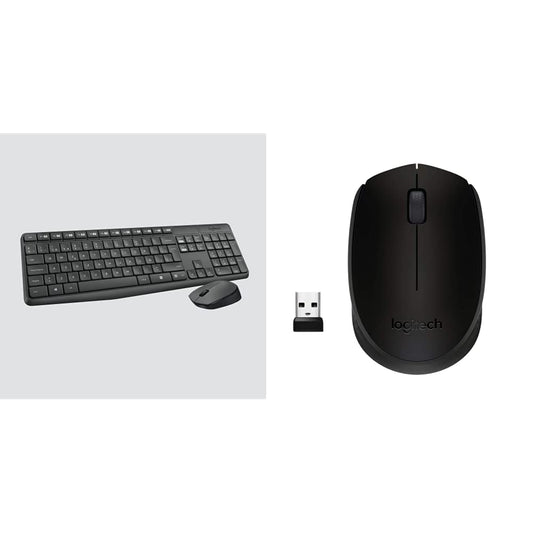 Logitech MK235 Combo Teclado y Mouse Inalámbricos para Windows, Conexión 2.4 GHz con Receptor USB Unifying - Negro + M170 Mouse Inalámbrico, con tecnología 2,4 GHz, Negro