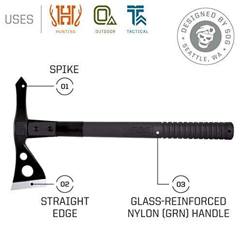 SOG Specialty Knives and Tools F01TN-CP Tactical Tomahawk with 2.75-Inch Steel Axe Blade and Black Ballistic Nylon Sheath, black finish