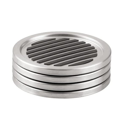 Interdesign Forma Set de 4 Posavasos, Acero Inoxidable Cepillado/Negro