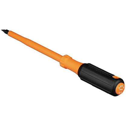 Klein Tools 6866INS - Destornillador aislado, fabricado en Estados Unidos, punta de gabinete de 1000 V, 5/16 pulgadas, destornillador con vástago de 6 pulgadas, punta dentada, mango de agarre de cojín