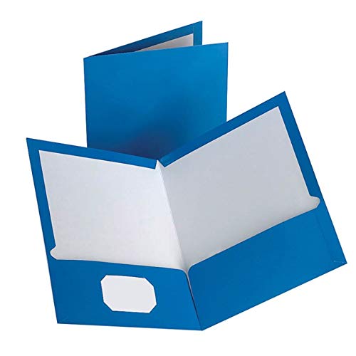 Office Depot Portafolios laminados de doble bolsillo, color azul claro, paquete de 10