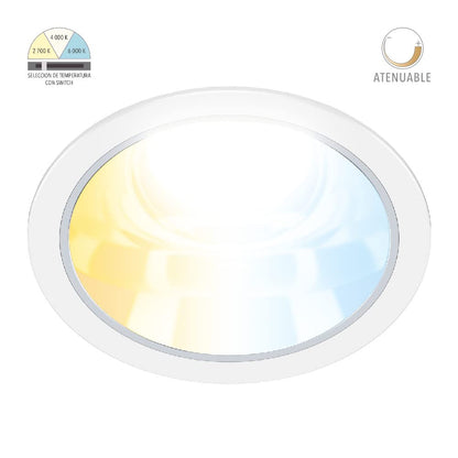 Tecnolite Lámpara Downlight LED Empotrable 35 W, Luz Blanca Configurable, Atenuable, IP54, LED integrado