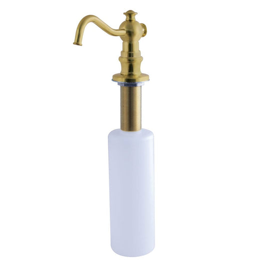 Kingston Brass SD7607 Dispensador de jabón de metal con boquilla curvada, latón cepillado