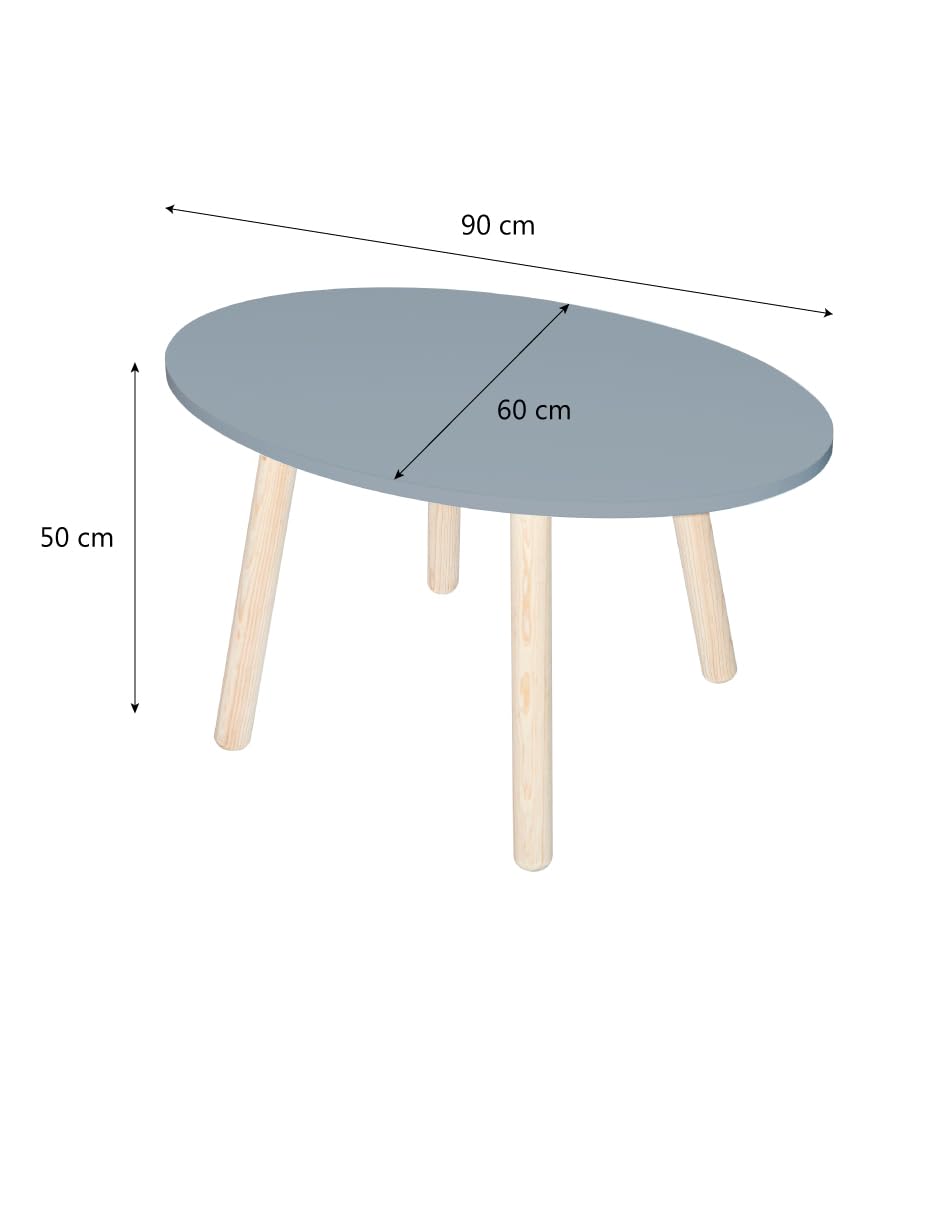 DUDUK Mesa para niños Ovalada de Estilo Moderno - 7 Colores (Azul)