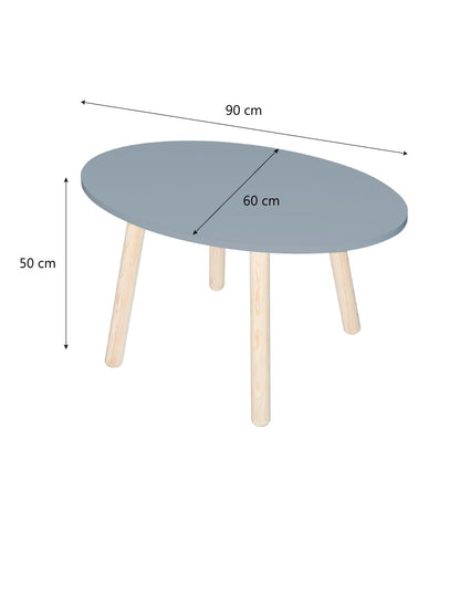 DUDUK Mesa para niños Ovalada de Estilo Moderno - 7 Colores (Azul)