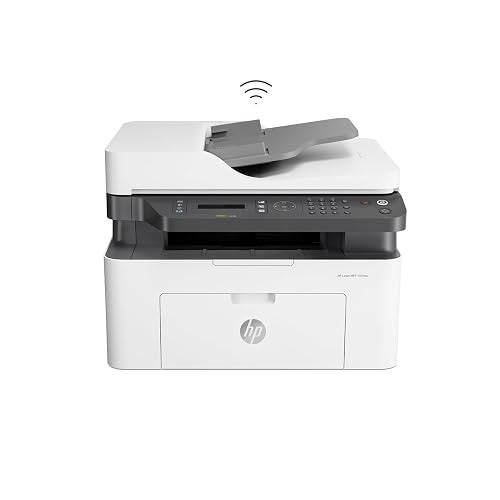 HP Impresora Multifuncional Láser MFP 137fnw, Impresión en Negro, Dúplex, (Doble Cara) Manual, WiFi, USB, Ethernet, Smart App, Imprime, Copia y Escaneado, Fax (4ZB84A)