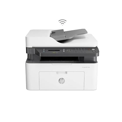 HP Impresora Multifuncional Láser MFP 137fnw, Impresión en Negro, Dúplex, (Doble Cara) Manual, WiFi, USB, Ethernet, Smart App, Imprime, Copia y Escaneado, Fax (4ZB84A)
