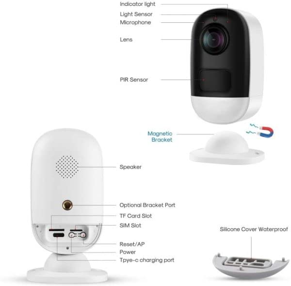 Anewone Cámara de Seguridad 3MP, Cámara WiFi Inalámbrica para Interior 2304x1296P Full HD, IP66, Audio Bidireccional, Visión Nocturna de Color, Detección de Movimiento, 64GB SD Card