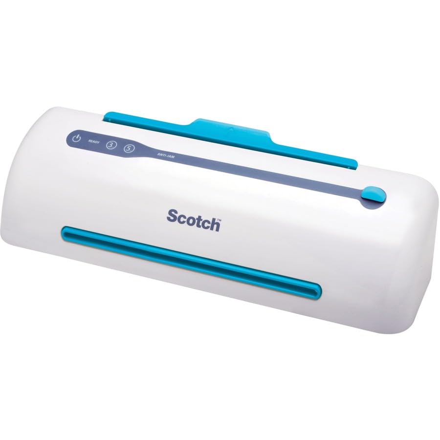 Scotch PRO Laminadora Térmica, Sistema de 2 Rodillos (TL906) | Blanco/azul, tarjetas de recetas laminadas, fotos, documentos, para el hogar, oficina o suministros escolares