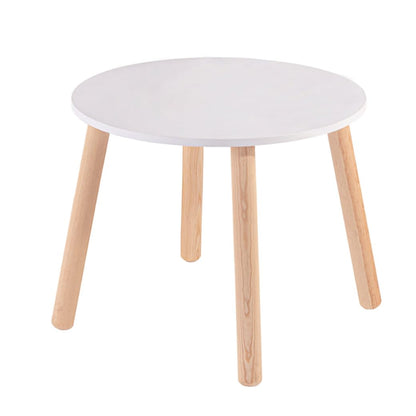 DUDUK Mesa Infantil Circular Melamina Blanca para Niños y Niñas
