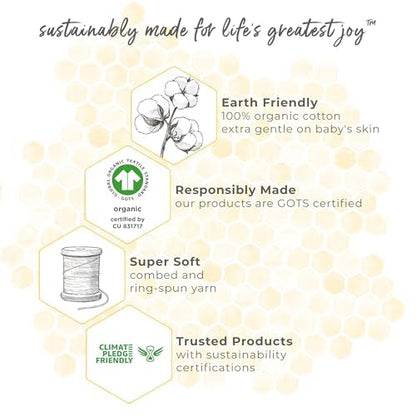 Burt's Bees - Toallas con Capucha para bebés y niños pequeños, algodón orgánico, Esenciales de baño, Toalla Suave para niños