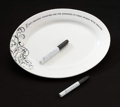 Lillian rose Pl315 13.25-Inch by 9.75-Inch Oval Guest Ceramic Signing Plate with Pens