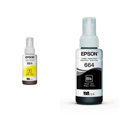 Epson Botellas de Tinta Ecotank, Paquete de 2 Colores - Amarillo - Botella Tinta + Botella Tinta Negro