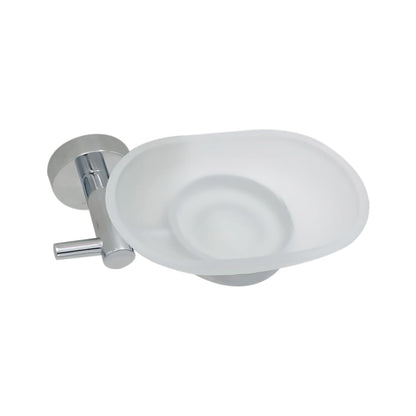 URREA Jabonera de Acero Inoxidable en Acabado Cromo y Plato de Cristal, Fácil Instalación, 706CL.08