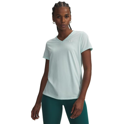 Under Armour Tech Playera Manga Corta Cuello en V Mujer - (703) Menta Refresca - Blanco - M