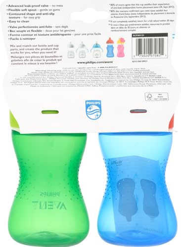 Philips Avent My Grippy SCF801/21 - Vaso para boquilla (285 ml, 2 unidades), color azul y verde
